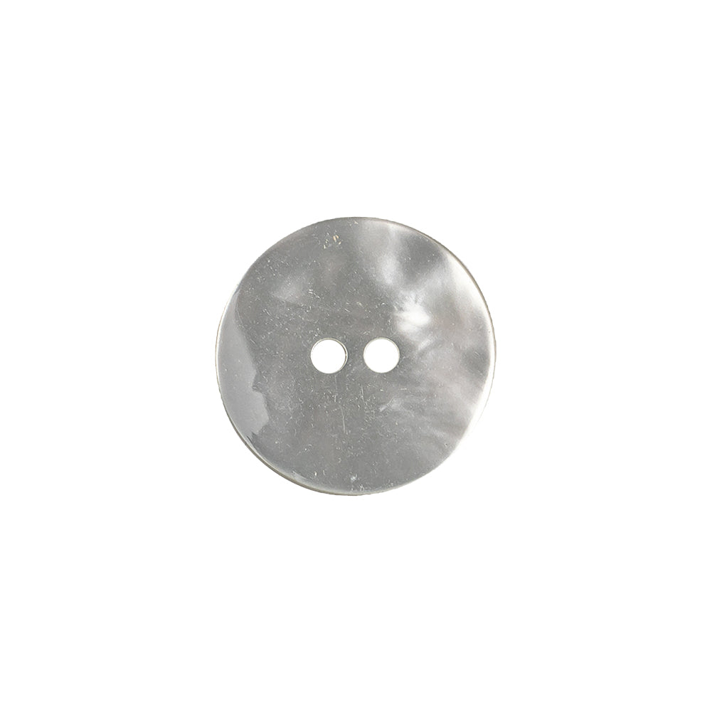Plastic 2-Hole Button - 24L/15mm - Silvery Gray Metallic Detail