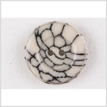 Ivory and Black Plastic Button - 40L/25.5mm