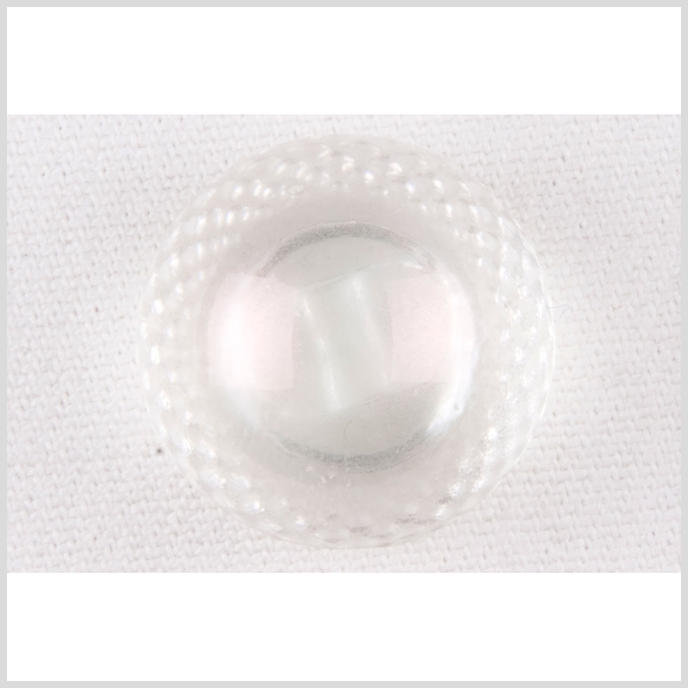 Plastic Shank Back Button - 36L/23mm - Iridescent White Dome with Braided Rim