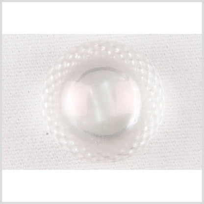 Plastic Shank Back Button - 36L/23mm - Iridescent White Dome with Braided Rim
