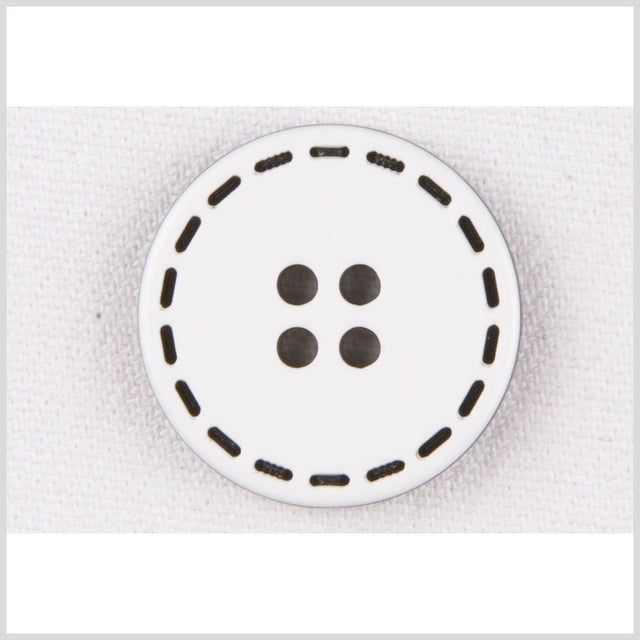 White/Black Plastic Button - 24L/15mm