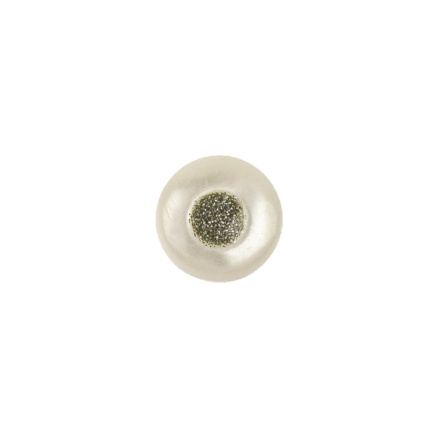 Ivory/Silver Plastic Button - 18L/11.5mm