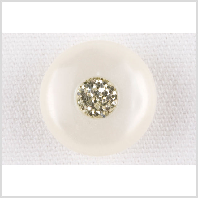 Ivory/Silver Plastic Button - 28L/18mm