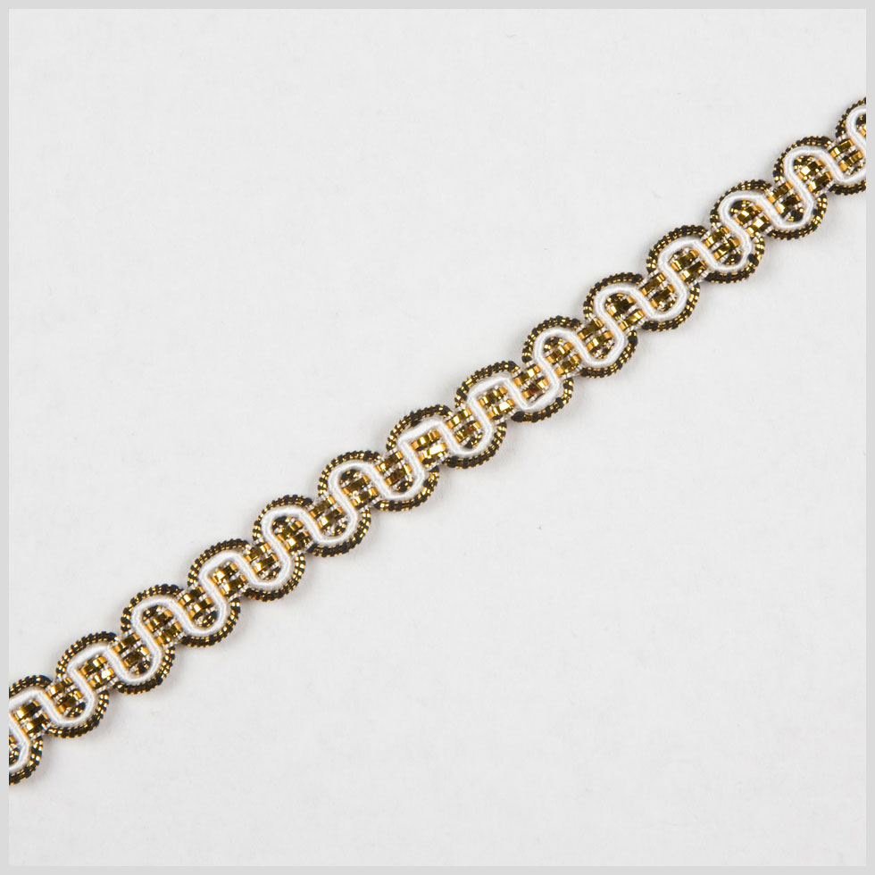 3/8 Antique Gold White Metallic Braid