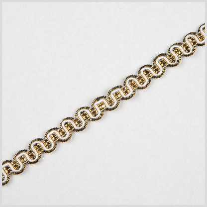3/8 Antique Gold White Metallic Braid