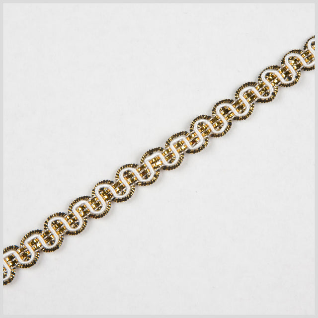 3/8 Antique Gold White Metallic Braid