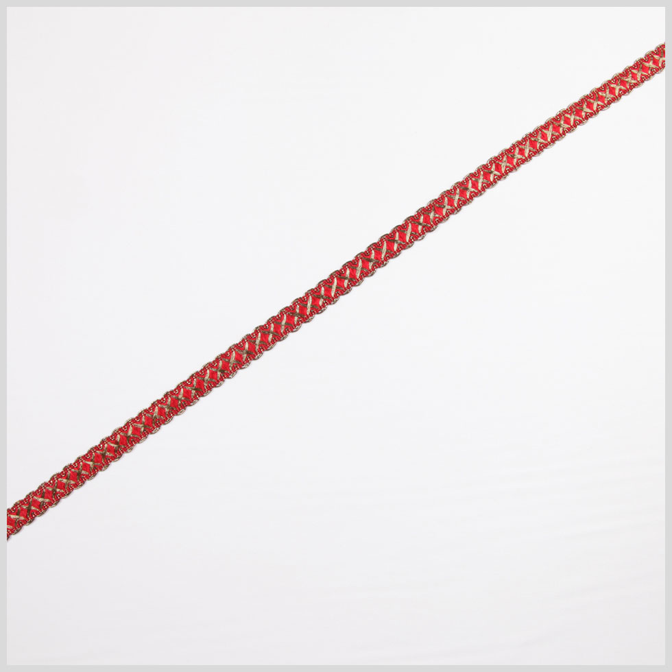 Antique Gold Red Metallic Braid