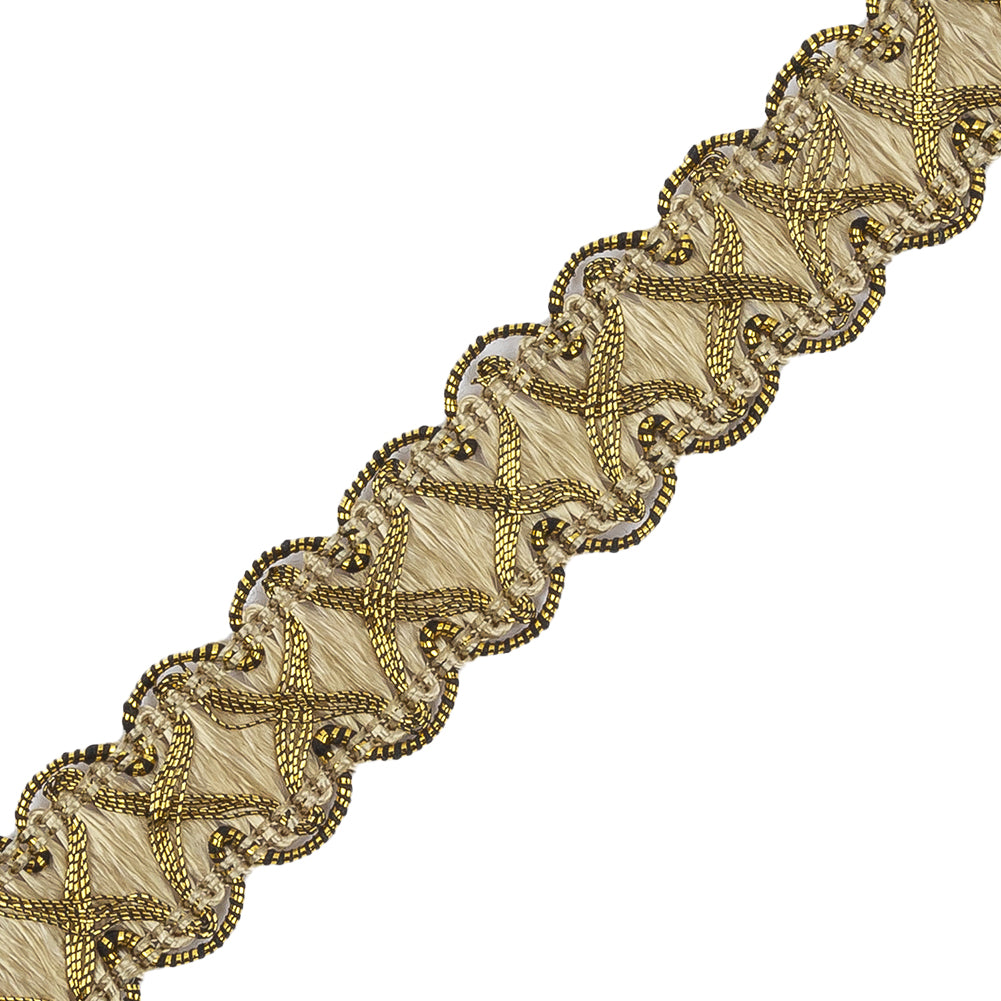 Antique Gold Beige Metallic Braid Detail