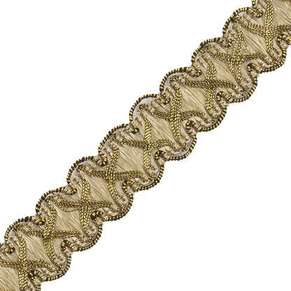 Antique Gold Beige Metallic Braid Detail