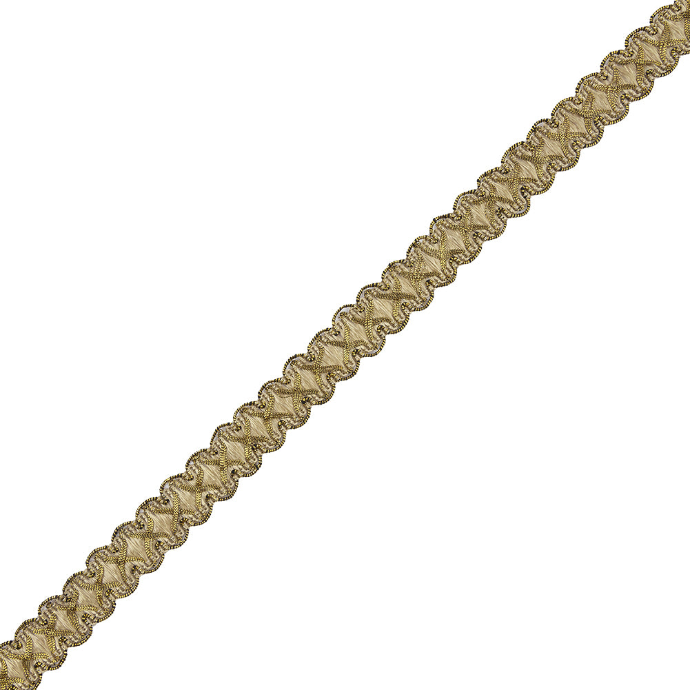 Antique Gold Beige Metallic Braid