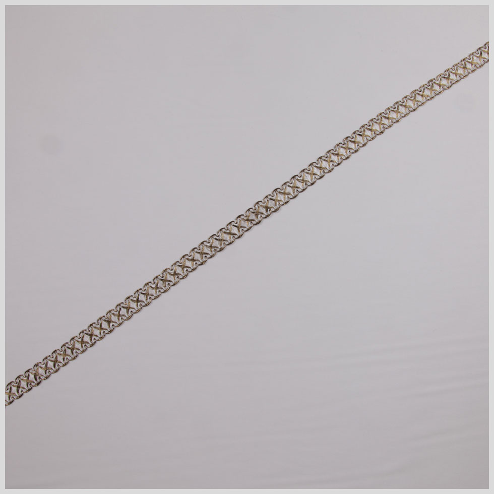 5/8" Antique Gold White Metallic Braid