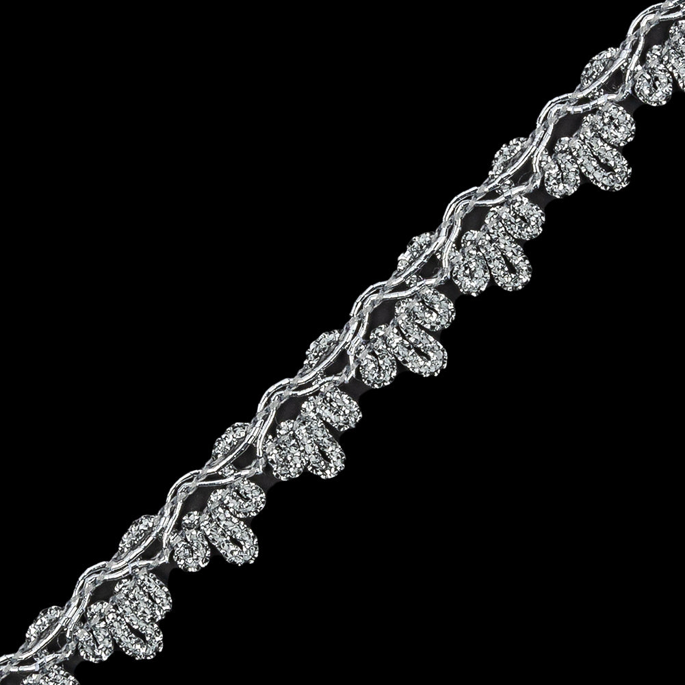 0.5" American Made Metallic Silver Braided Trim Detail