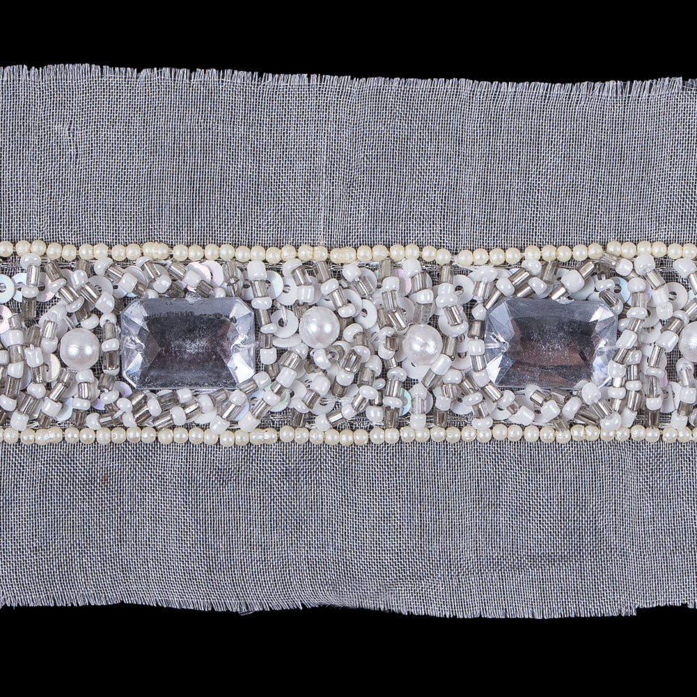 Multi Stone Elaborate Beaded Trim Detail