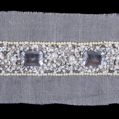 Multi Stone Elaborate Beaded Trim Detail
