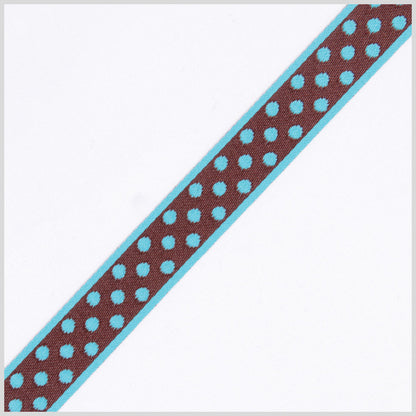 Turquoise/Brown French Jacquard Ribbon