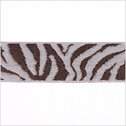 1/2 Brown/Silver French Jacquard Ribbon