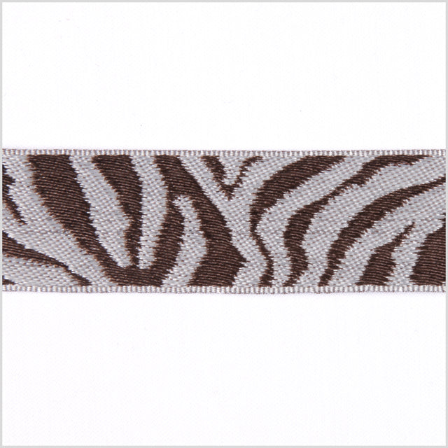 1/2 Brown/Silver French Jacquard Ribbon