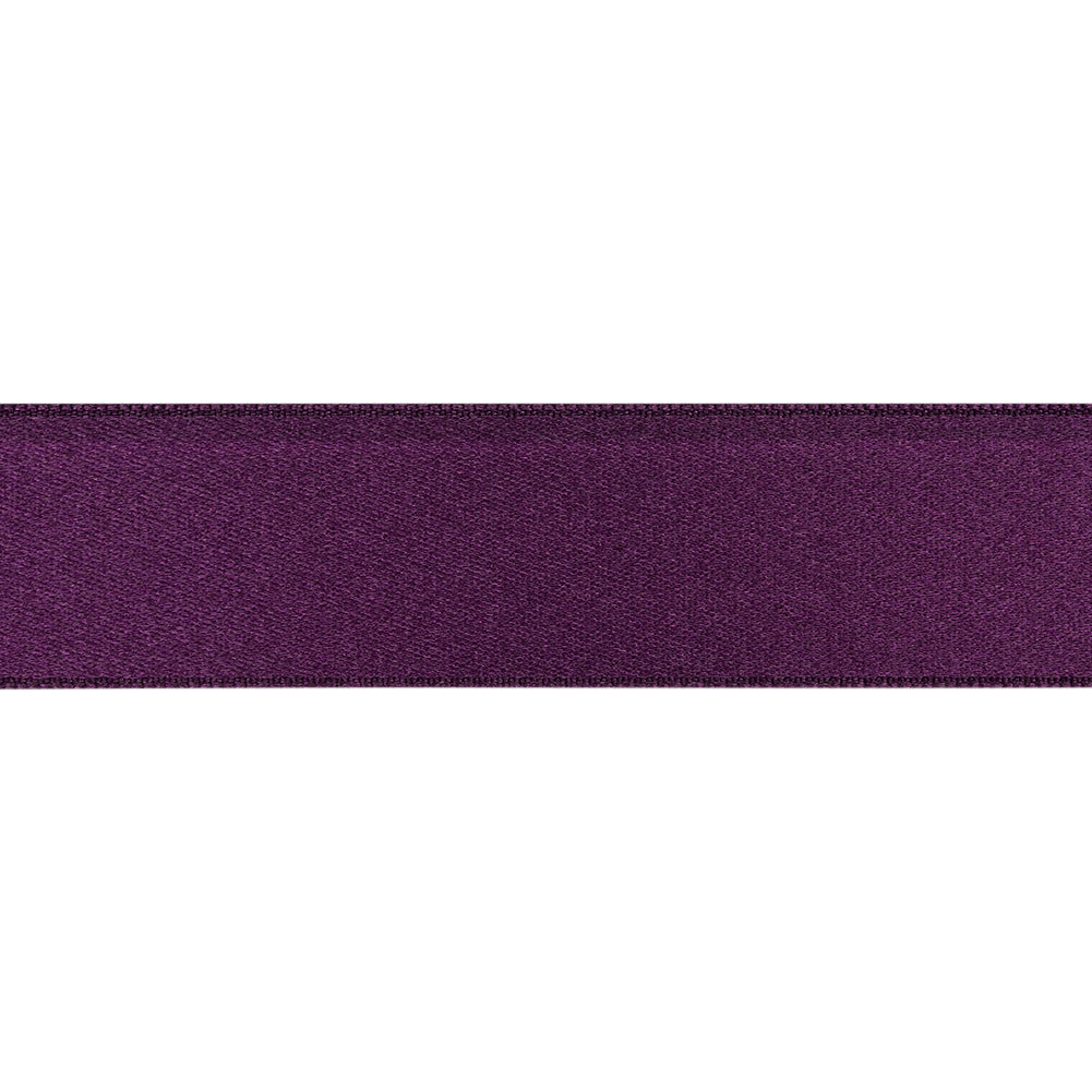 Deep Plum Double Face French Satin Ribbon - 1" Folded