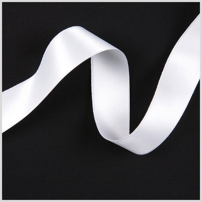 White Double Face French Satin Ribbon - 8mm