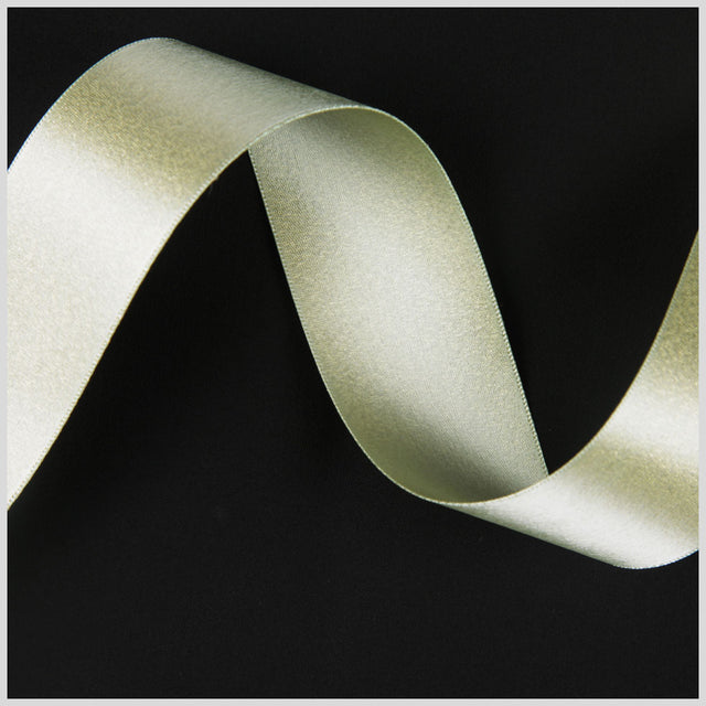 1.5" Celadon/Gold Double Face Metallic Satin Ribbon