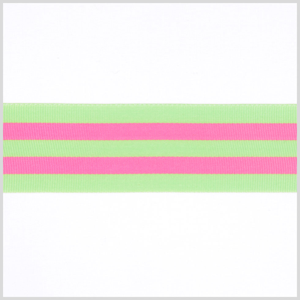 Green/Hot Pink Striped Grosgrain Ribbon