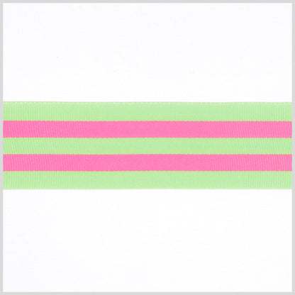 Green/Hot Pink Striped Grosgrain Ribbon