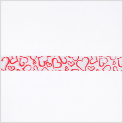 5/8" White/Red Printed Satin Ribbon