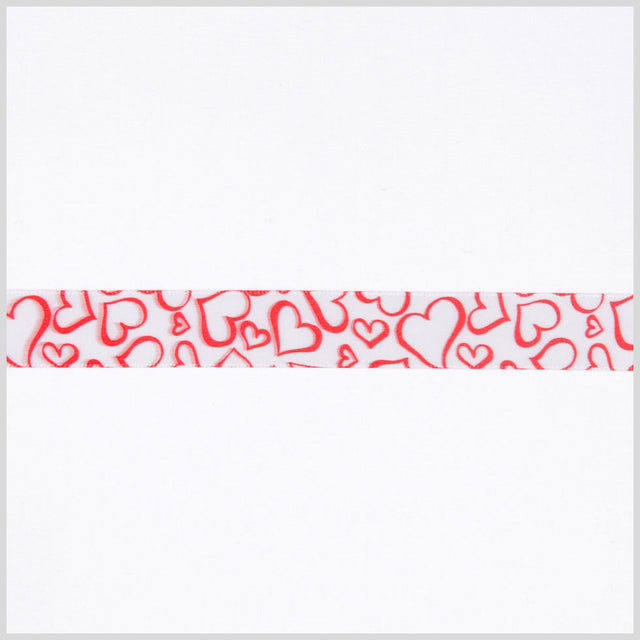 5/8" White/Red Printed Satin Ribbon