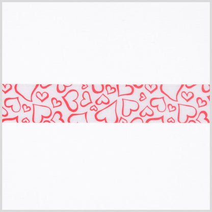 7/8 White/Red Printed Satin Ribbon