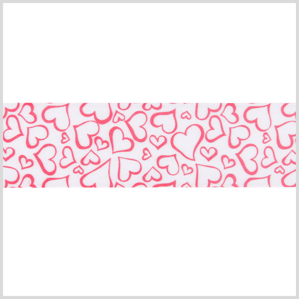 1.5 White/Red Printed Satin Ribbon