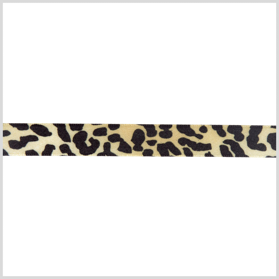 5/8 Black/Gold Printed Satin Ribbon