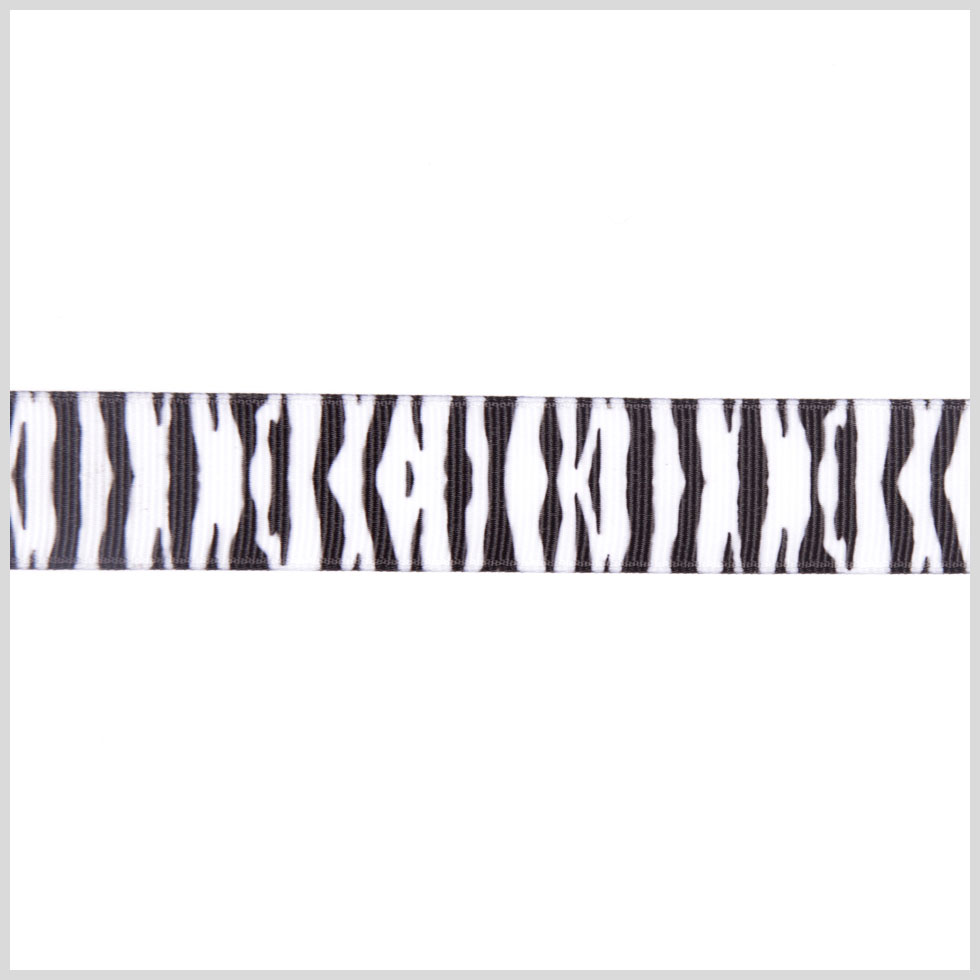 7/8 Black/White Printed Grosgrain Ribbon
