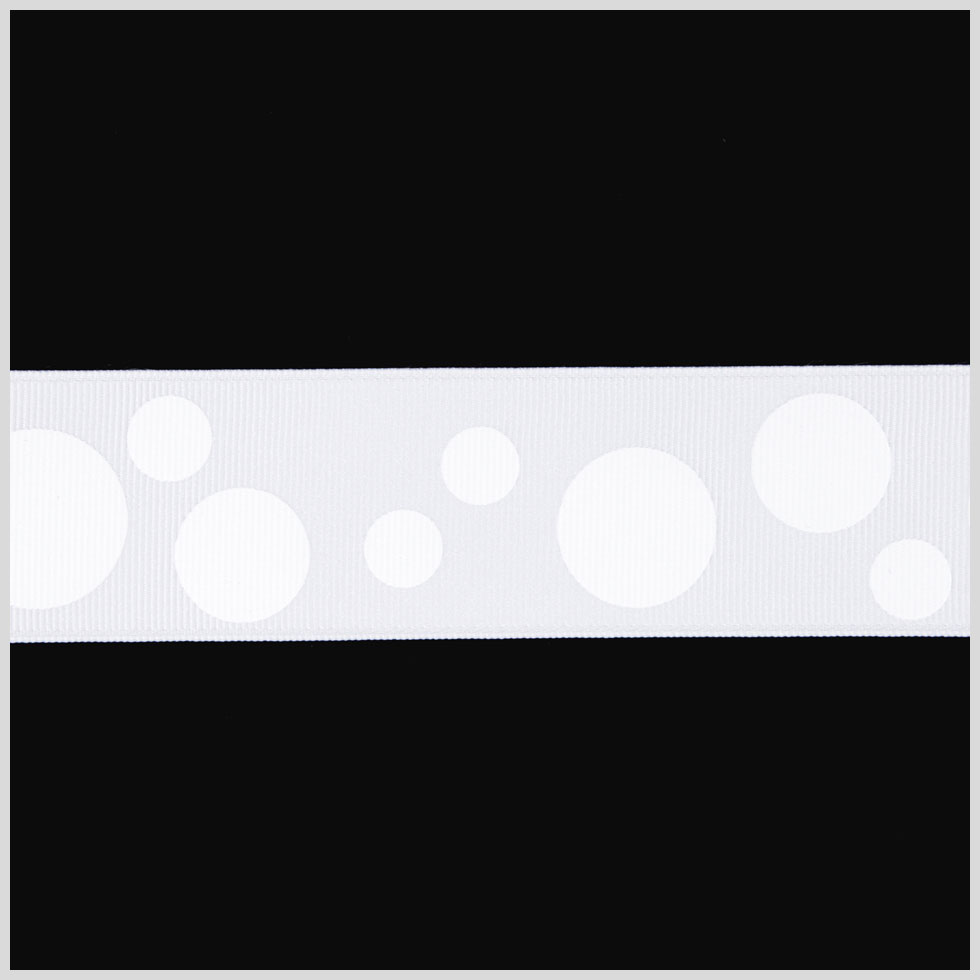 1.5 White Polka Dot Grosgrain Ribbon