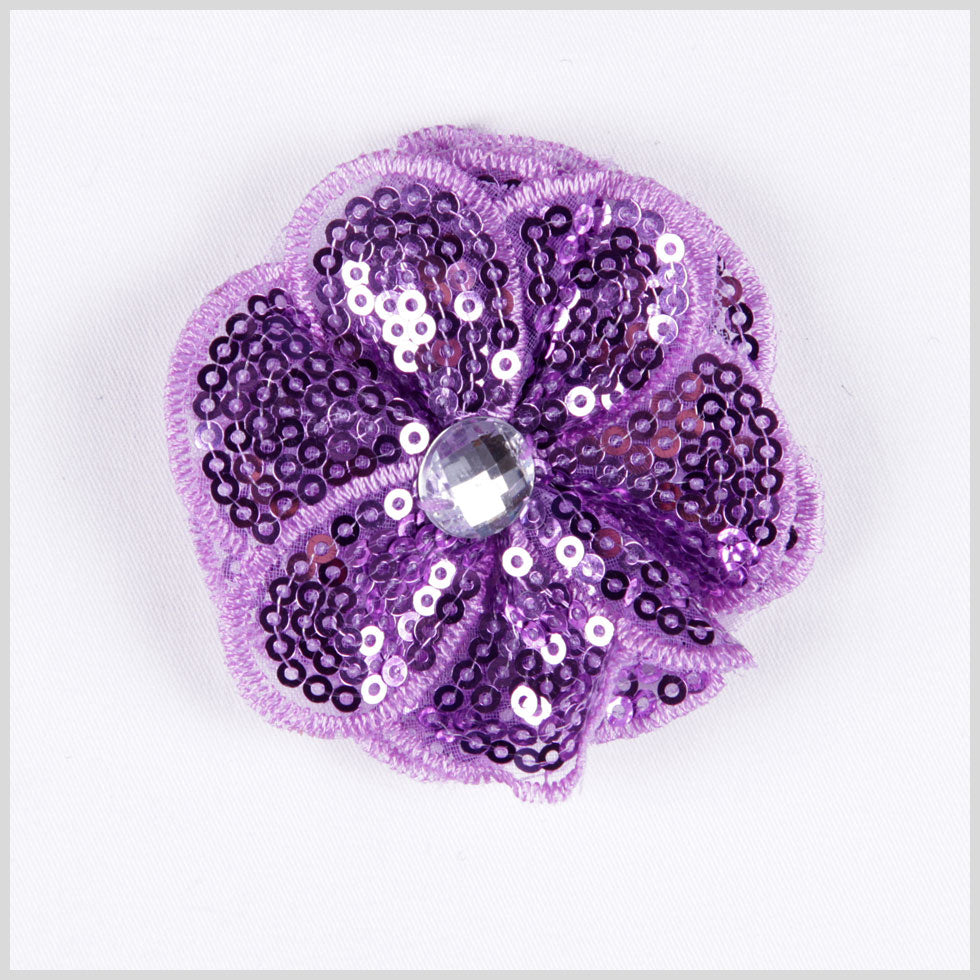 Purple Sequin Flower Brooch