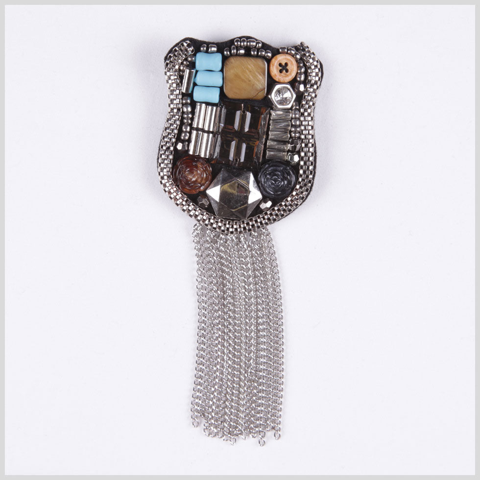 2 x 6 Black Nickel Beaded Brooch