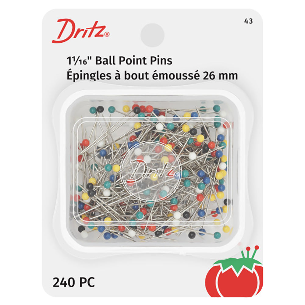 Dritz Ball Point Pins - 1.0625" Assorted Colors - 240 ct