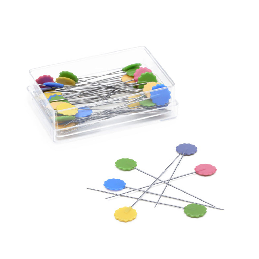 Dritz Flat Flower Head Pins - 1.75" Assorted Colors - 50 ct Folded