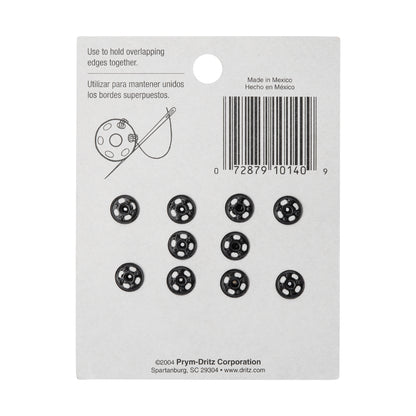 Dritz Sew On Snaps Size 1/0 - Black, 10ct