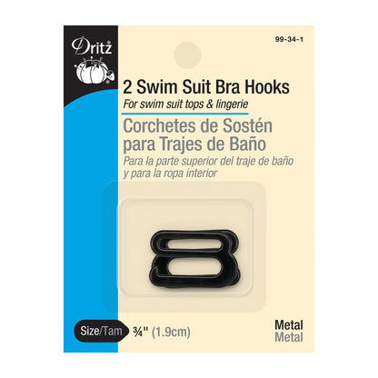 Dritz Swim Suit Bra G-Hooks - 0.75" Black Metal - 2pc
