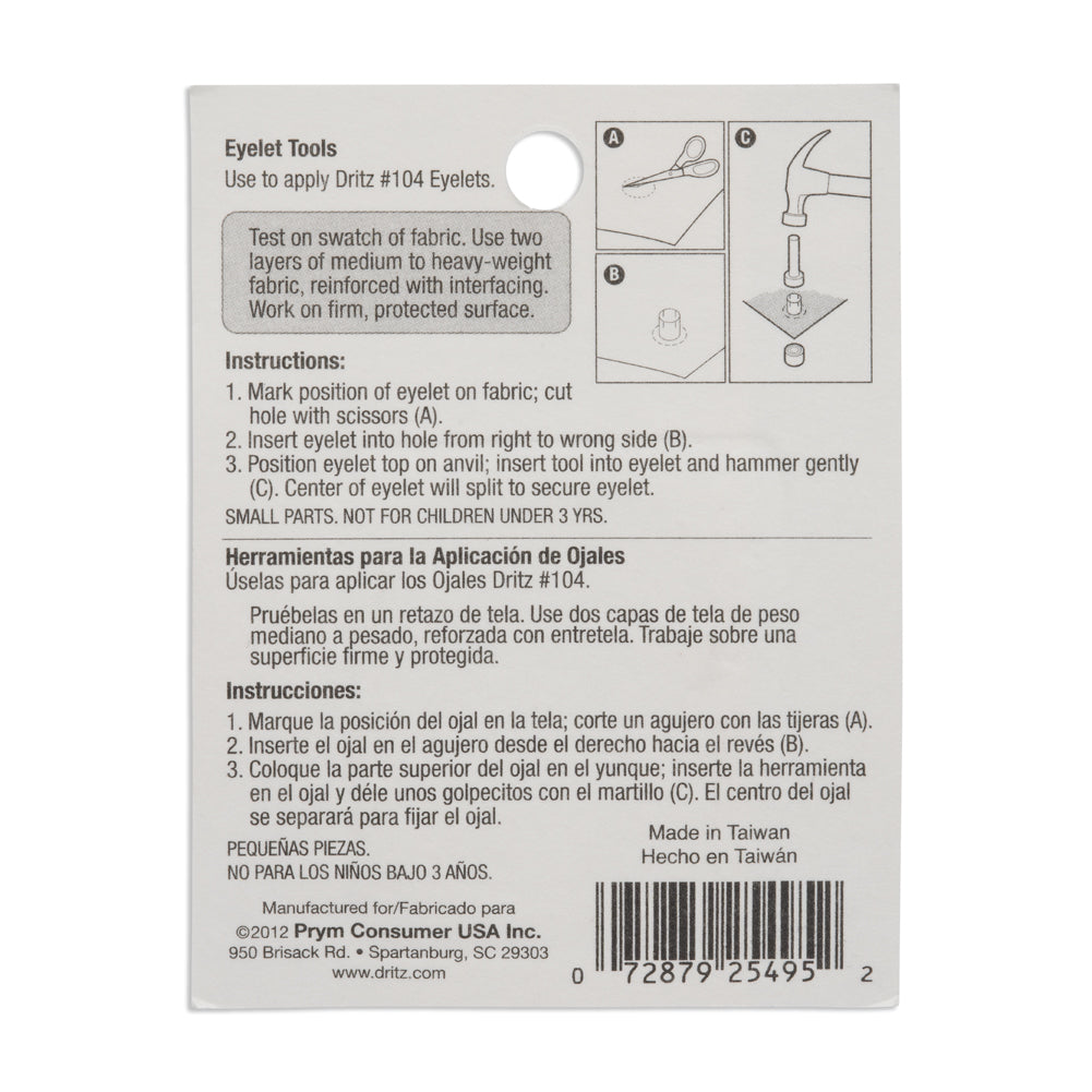 Dritz Eyelet Tool - Size #104 for 5/32" Eyelets Detail