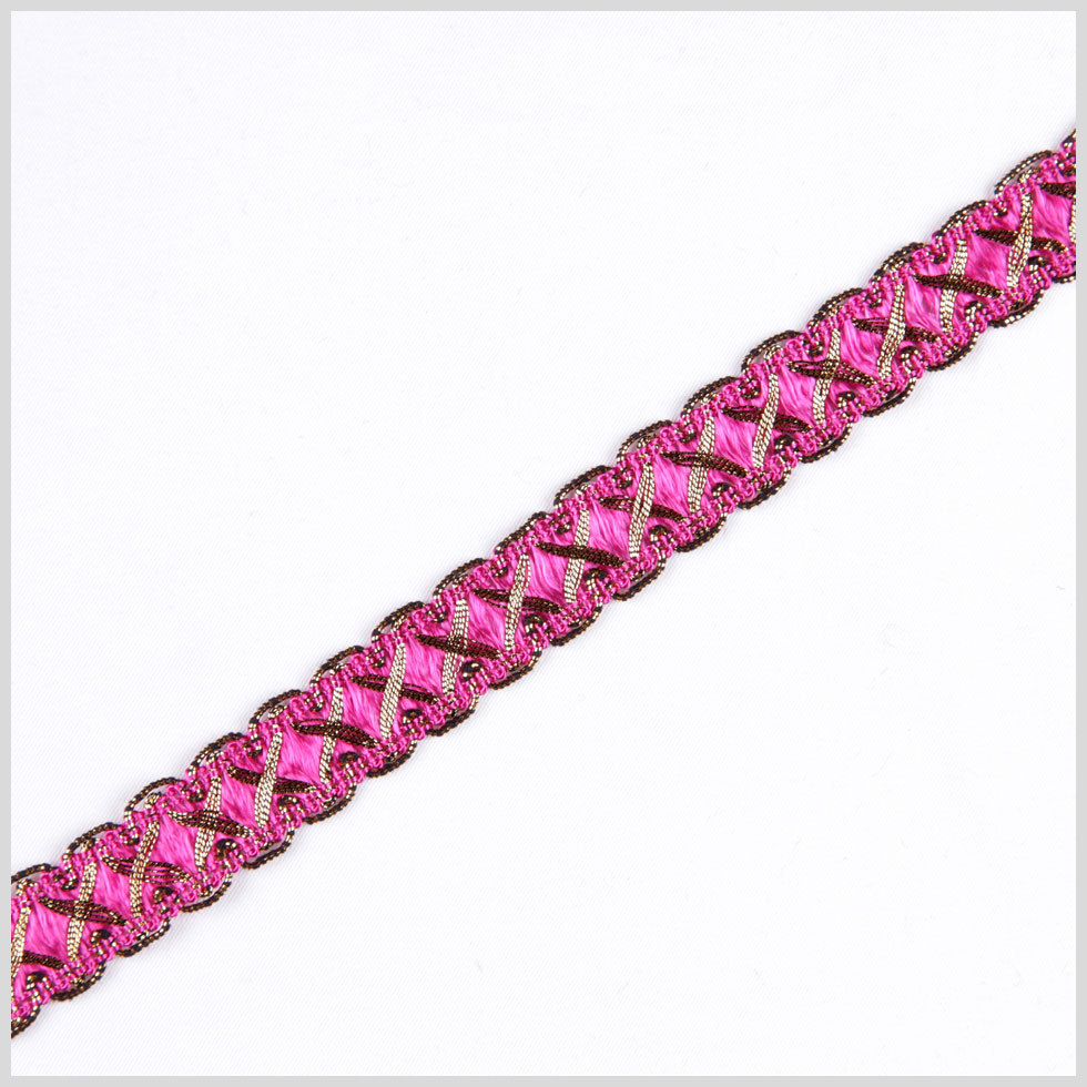 5/8 Fuchsia/Gold Metallic Braid