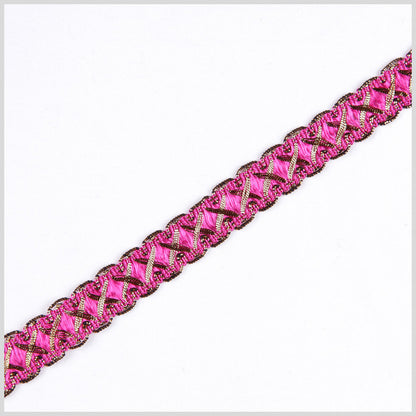 5/8 Fuchsia/Gold Metallic Braid