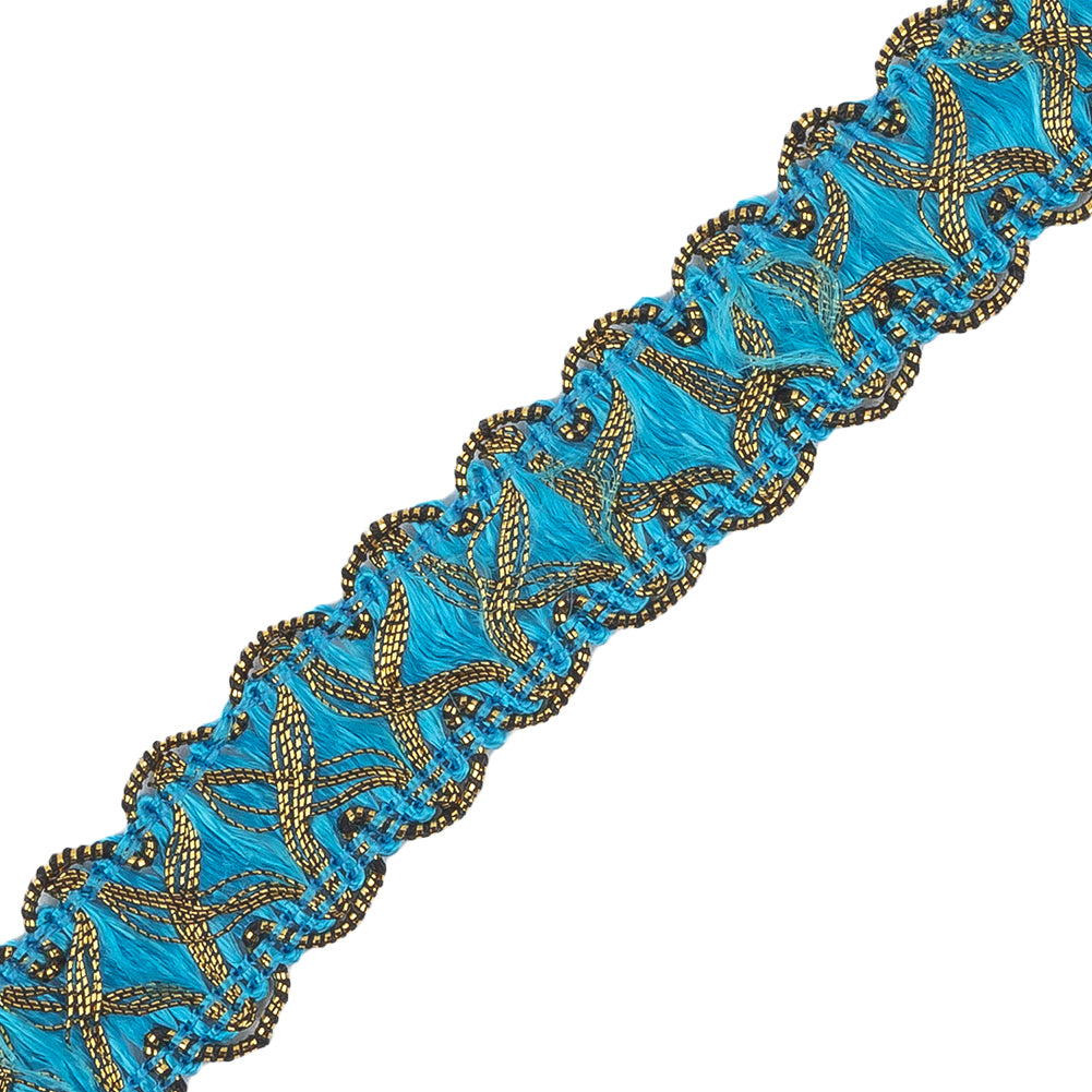 Turquoise/Gold Metallic Braid Detail