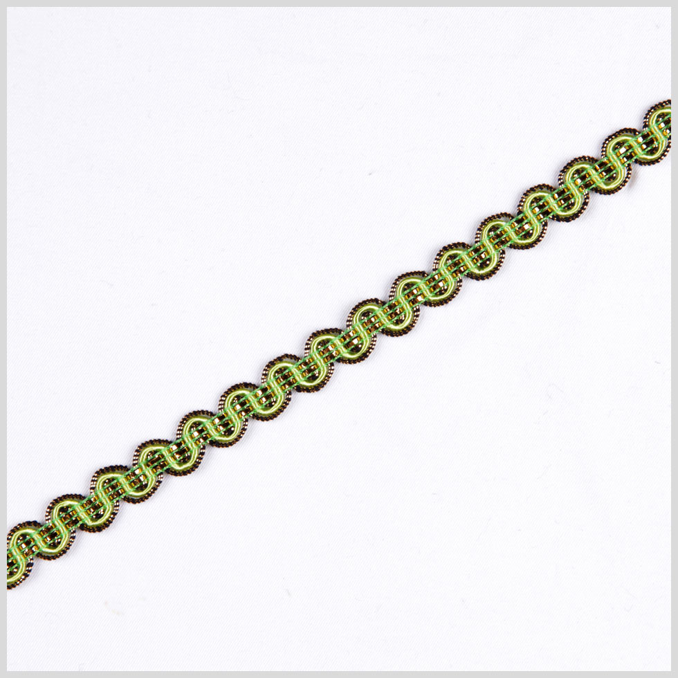 3/8" Lime/Gold Metallic Braid