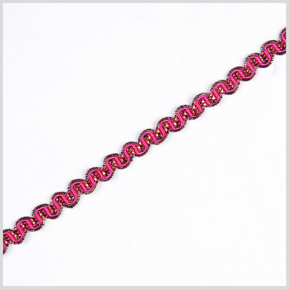 3/8" Fuchsia/Gold Metallic Braid