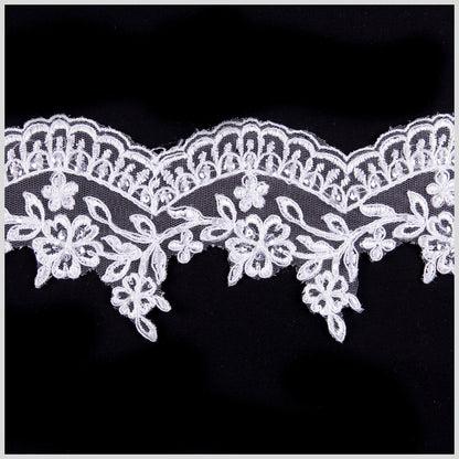 3.25" White Bridal Beaded Lace