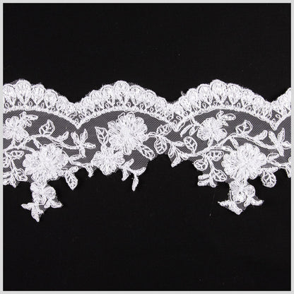 4.25 White/Silver Bridal Beaded Lace