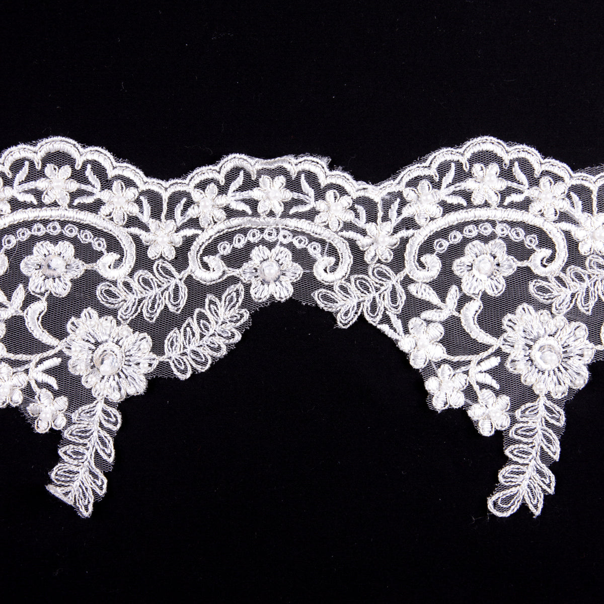Off-White / Gold Beaded Lace