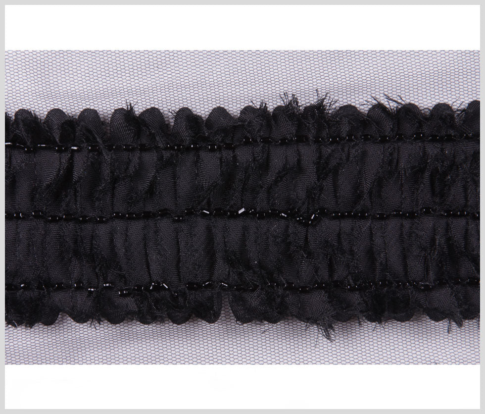 Black Flower Beaded Trim