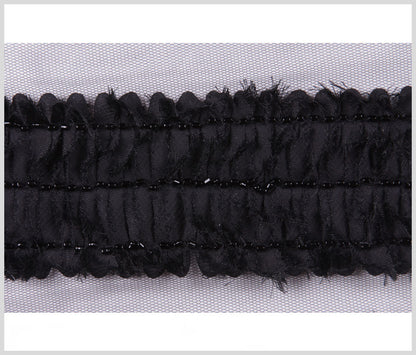Black Flower Beaded Trim